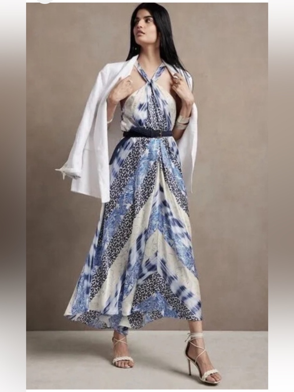 Banana Republic Blue and Cream Printed Maxi Skirt - Picture 2 of 3